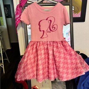 Pink Barbie Dress with Houndstooth Skirt size S 6/6x NWOT